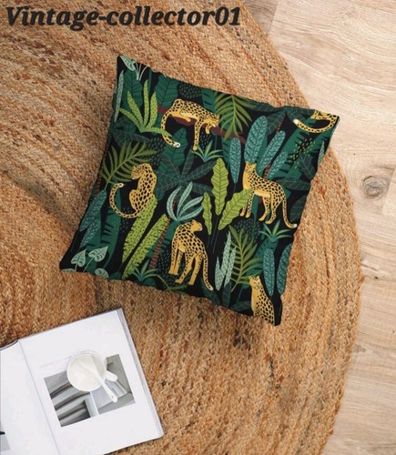 Leopards Jungle Scene Leafy Green CUSHION COVER 45cm X 45 Tropical Room Decor BN - Picture 3 of 5