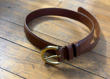 Vintage Made in USA Coach British Tan Leather Thin Belt Size Medium Women's