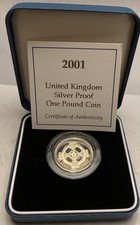 2001 Silver Proof £1 Coin Northern, Northern Ireland Celtic Cross In RM Case+COA