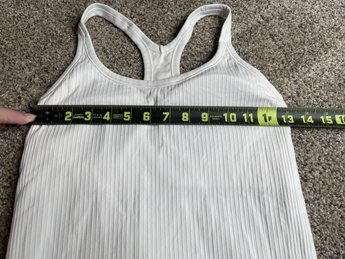 Lululemon Ebb To Street Tank donna taglia 6 bianco tempo libero aderente a costine - Foto 4 di 5