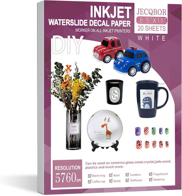 20 Sheets Waterslide sticker Paper Inkjet White 8.5x11 for Tumblers DIY