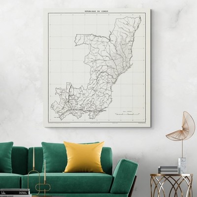 1961 Map of Republic of the Congo   Post-Independence Provinces & Borders