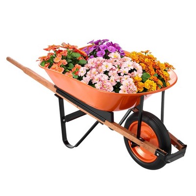 VEVOR Wheelbarrow Cart One Wheel Garden Dump Cart 330 lbs Yard Utility Cart