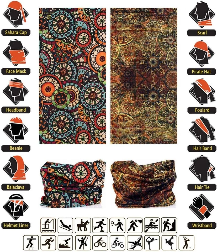 Diadema Cuello Polaina Cabeza Envoltura Prendas para la cabeza Cara Talla Única, Serie Bohemia 6 piezas Foto 4 de 4