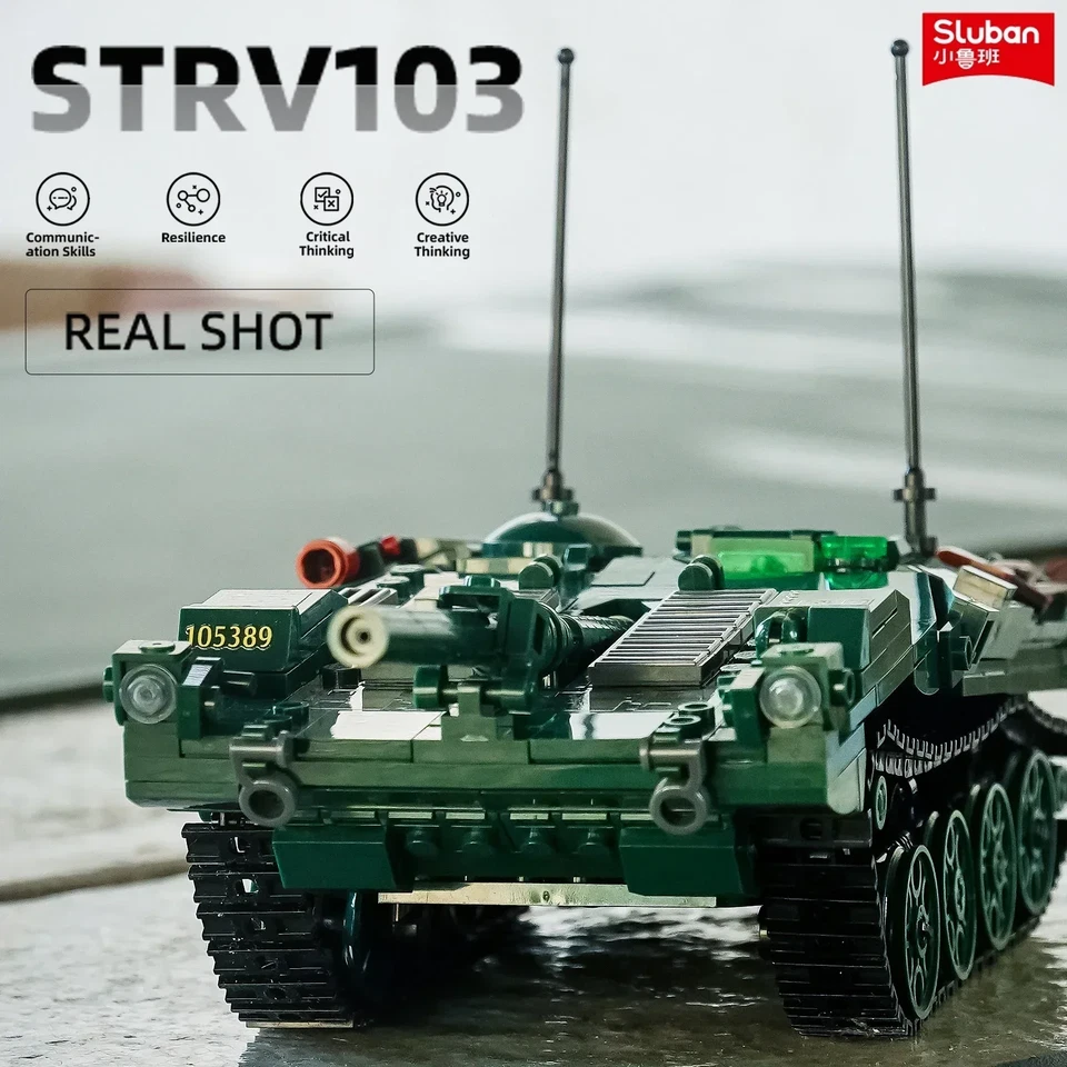 🪖 692 шт. боевой танк Strv103 — модель военного строительного блока с фигурами! - Изображение 2 из 4
