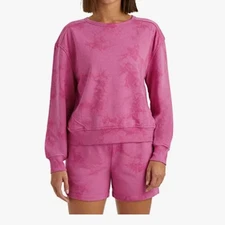 Member’s Mark Tropical Pink Tie-Dye Sweatshirt & Short Set  Size XL .