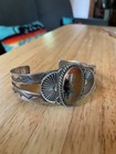 Native American Style Silver And Agate Cuff Bracelet — photo 1
