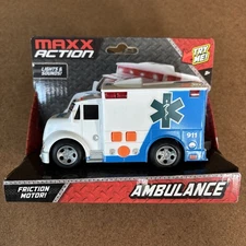 Maxx Action AMBULANCE Emergency  Vehicle new Friction Motor-Lights-Sound