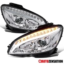 Fit 2008-2011 Benz W204 C-Class LED Bar Projector Headlights Lamps