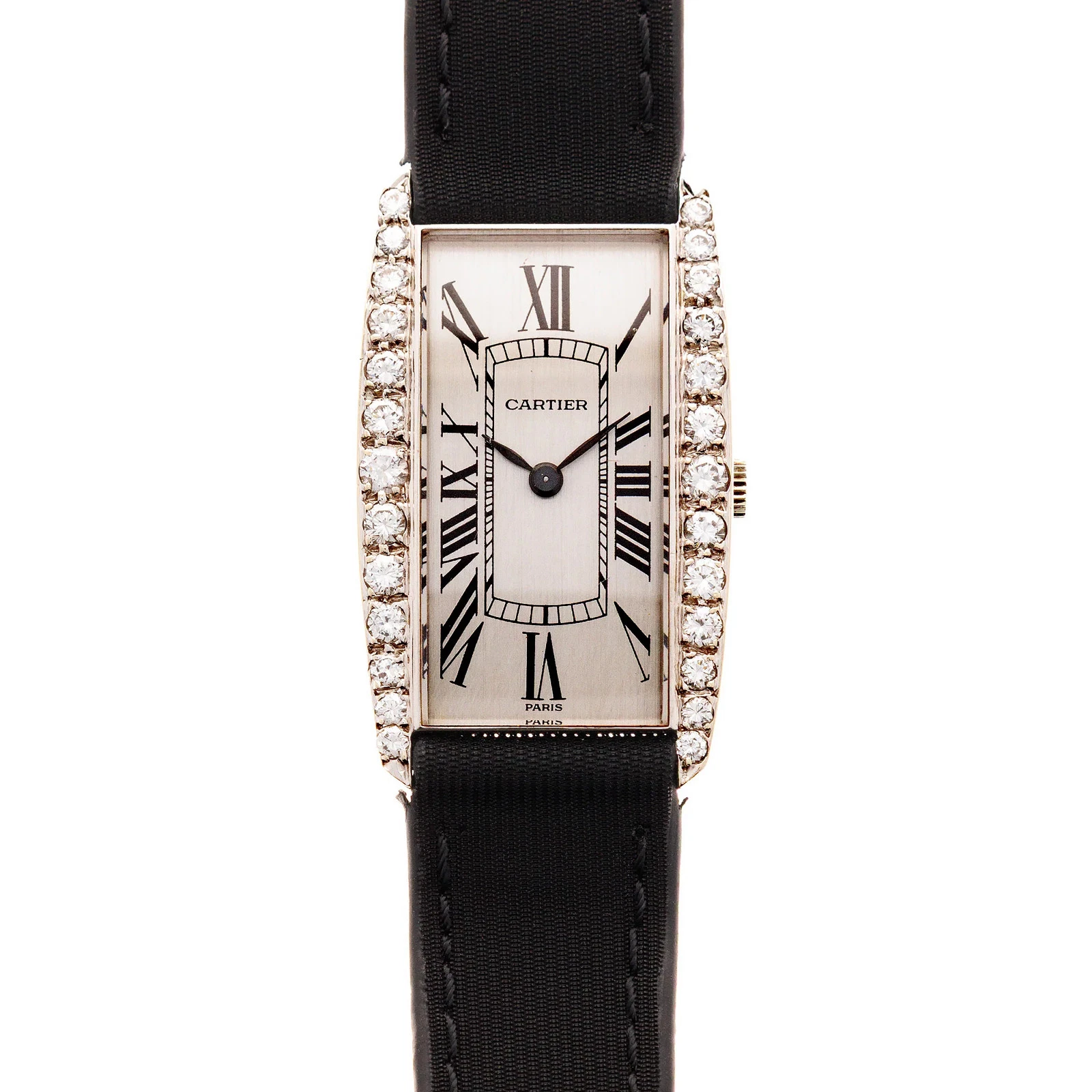 Vacheron Constantin — Cartier Paris White Gold Diamond Tank Watch, Movement by Vacheron Constantin