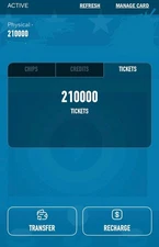 DAVE AND BUSTERS POWER CARD WITH *210,000* TICKETS