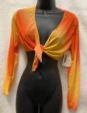 Tie Dye Mesh DANCE Tiefront Ballet top Sheer Golds Orange ch/ladies