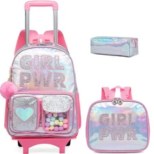 Rolling Backpack for Girls Backpack with Wheels for Elementary Student School...
