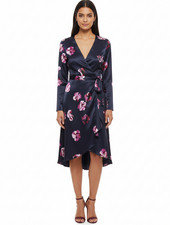 NWT JOIE $398 Floral Print Wrap Dress MILTONA In Midnight Size XS