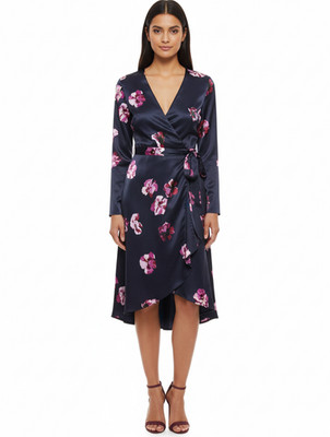 NWT JOIE $398 Floral Print Wrap Dress MILTONA In Midnight Size XS