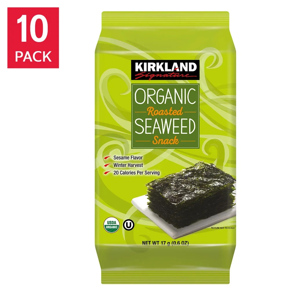 Kirkland Organic Roasted Seaweed Snack,0.6 oz - Pack of 10