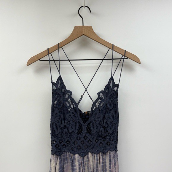 Free People One Adella Tie Dye Woven Slip Gauze Swing Mini Dress Blue Medium