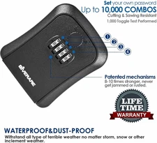 Wall Mount Key Lock Box – 4-Digit Combination Key Safe, Waterproof Outdoor Key H