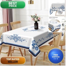 Ttqyfnm 70X140Inches Blue Floral Rectangle Blue And White Porcelain Tablecloths