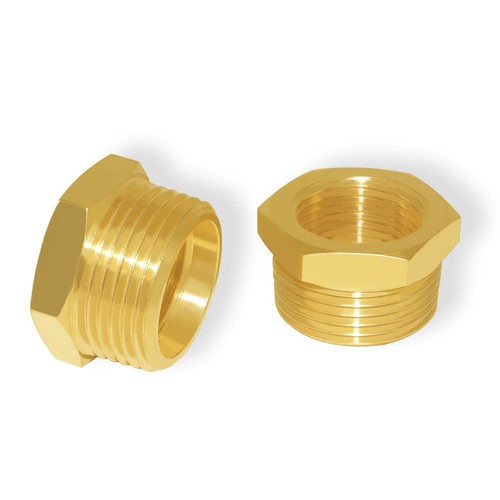 Hooshing 2PCS Brass Reducer Hex Bushing 1" NPT Male x 3/4" Female, Copper