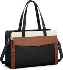 Laptop Bag for Women 15.6 Inch Professional Leather Work Tote Water Resistant Pa