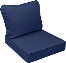 Navy Blue Outdoor Seat Cushions, Waterproof Fade-Resistant, 24"x24" 24"x19