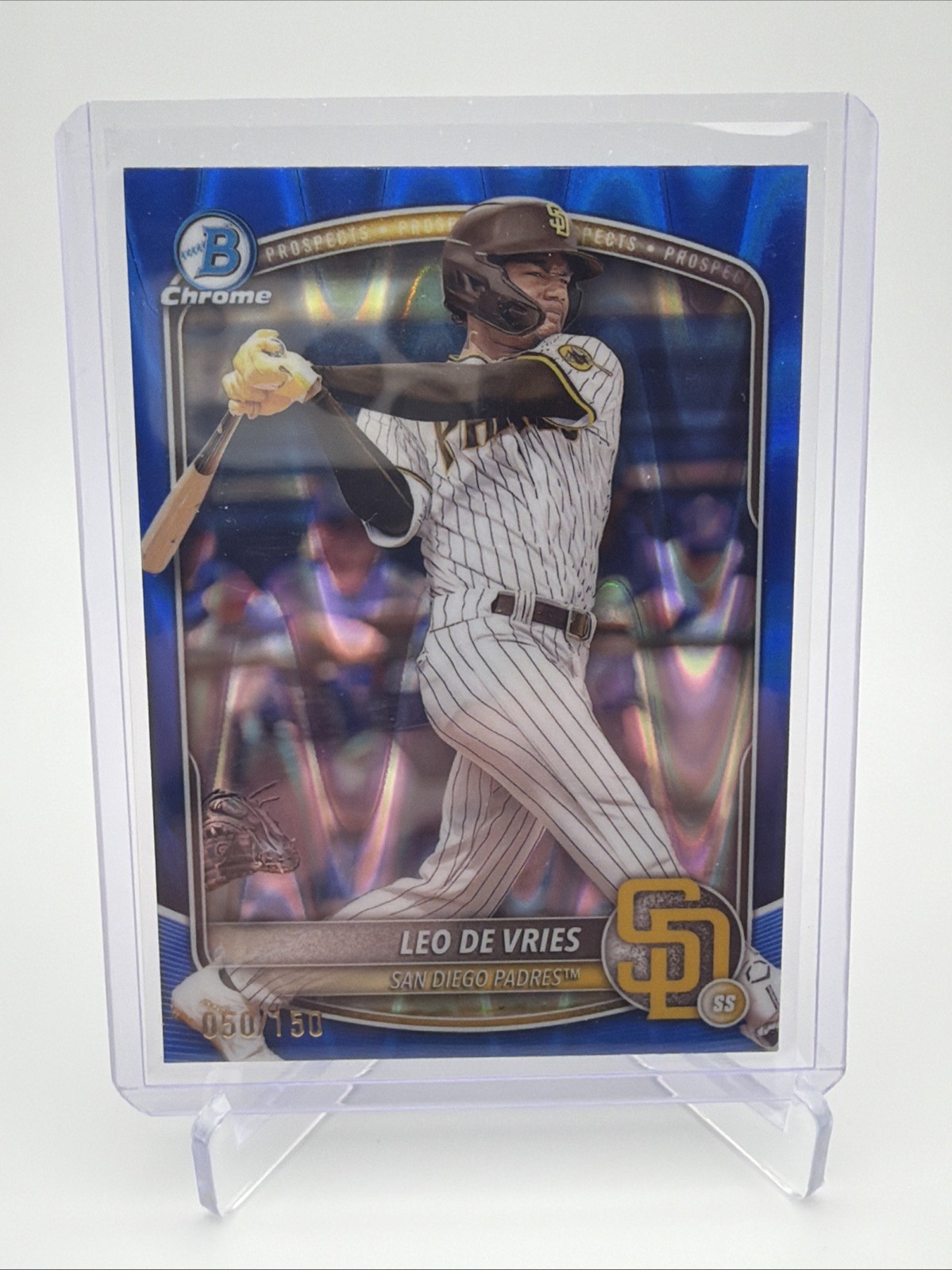 2025 Bowman Chrome Leo De Vries Blue Lava Refractor /150