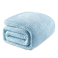 Twin Blanket for Bed, Cozy Lightweight Fleece Twin  90x66 IN  Light Blue