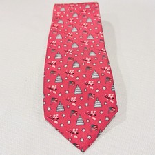 Vineyard Vines Tie Mens Silk US Senate Pink Flags Cherry Blossoms Patriotic
