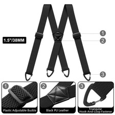 Men's Heavy Duty X-Back Suspenders 3.8cm Wide Adjustable Work Braces - Free Ship