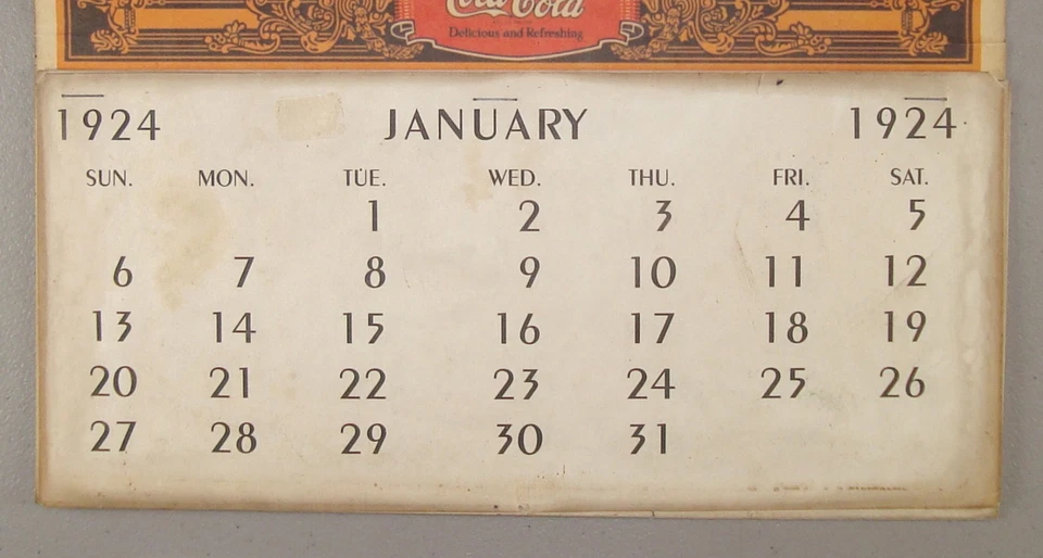 1924 Coca-Cola Advertising Wall Calendar Flapper Girl - 1974 Reprint - Image 4 of 4