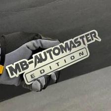 Custom Car Badge Emblem – Your Text “EDITION” Name Plate, Brushed Silver Logo