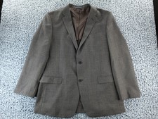 Tommy Hilfiger Men's Taupe Brown Olive Plaid Wool Blend Blazer Sport Coat Sz 44L