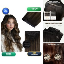 DOORES Hair Extensions Clip in 16 inch 7pcs 2/6/2 Dark Brown to Chestnut Brown