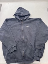 Vintage Nike Swoosh Hoodie Black Full Zip Logo 90s Made In USA XL