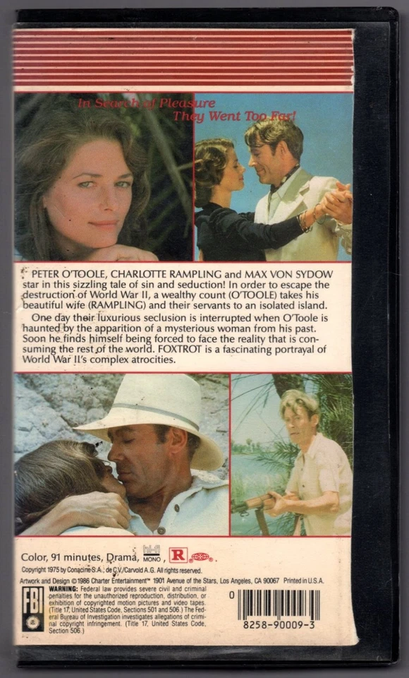 FOXTROT (1976) Peter O'Toole Charlotte Rampling, Charter Entertainment VHS RARE! - Image 2 of 4