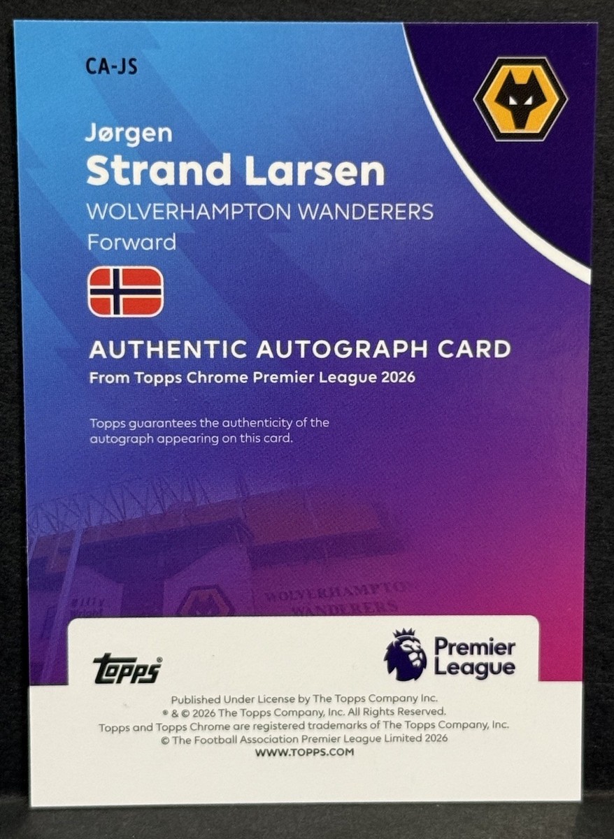 2026 Topps Chrome Premier League Jorgen Strand Larsen Auto Aqua