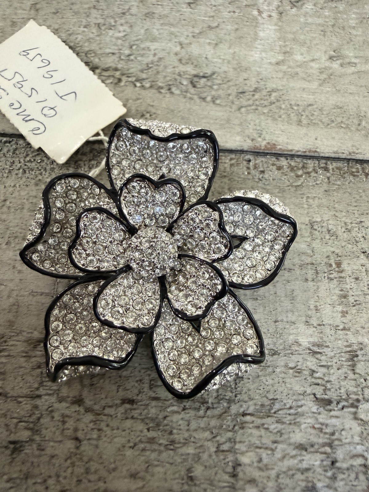 Rare! Kenneth Jay Lane Silver Rhinestone Floral B… - image 1