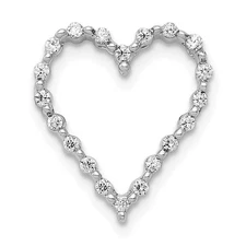 14k White Gold 1/5 Ct Lab Grown Diamond Heart Chain Slide Pendant Mother Gift
