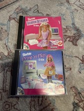  2 Barbie PC CD-ROM Games - Fashion Designer  Print N Playa 1996/1994