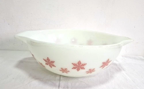 VINTAGE RIGOPAL PYREX PINK SNOWFLAKE MIXING BOWL #444 HORNO ARGENTINA