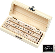 42 Pcs Letter Stamps, Rubber Stamps Alphabet Stamps, Wooden Stamps Number Alphab