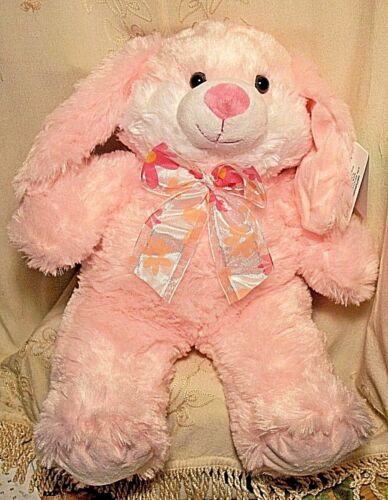 Hugfun Sitting Easter Bunny Rabbit Stuffed Animal Plush Toy Floppy Ear Pink 15"