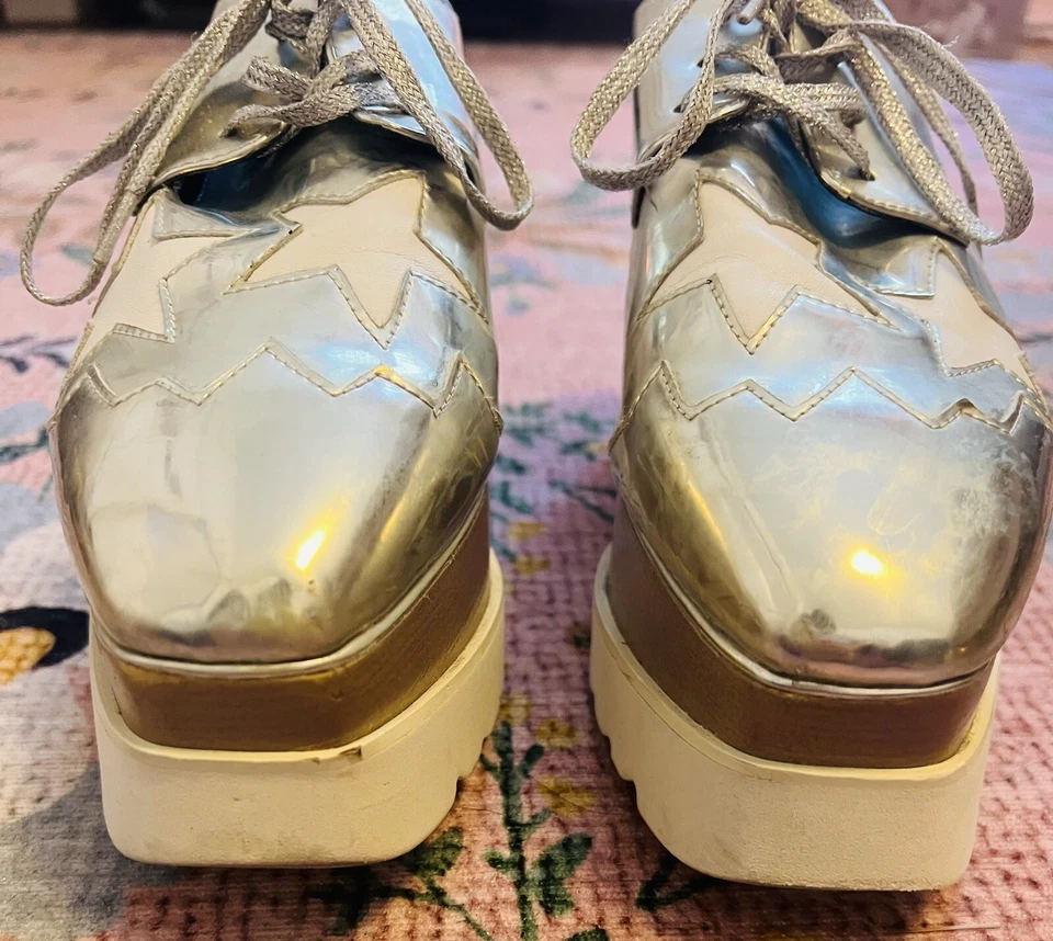 Zapatos de plataforma Stella McCartney Elyse plateados metálicos estrella talla 35/5 Foto 2 de 4