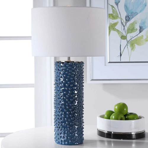 CIJI XXL 30" INDIGO GLAZE COASTAL BEACH CERAMIC ACCENT TABLE LAMP 28285 - Picture 1 of 4