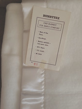 Vintage Bunnytex Baby Blanket USA Made White Rayon  Acrylic Satin Trim NEW