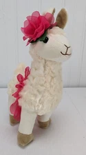 Petting Zoo Llama Alpaca Plush Stuffed Animal Cream Pink Tutu Head Flower 10"