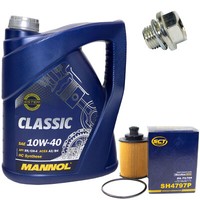 MotoröL Set 10W-40 5 Liter + ÖLfilter SH 4797 P + Schraube FüR Suzuki Wagon R+