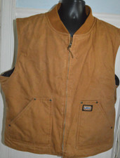 BIG SMITH CANVAS WORKWEAR VEST ZIP UP MENS 2XL INSULATED POCKETS TAN VGC
