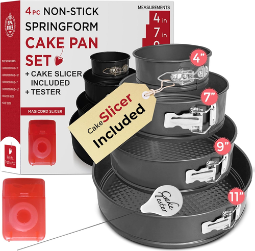 Spring Form Pans for Baking (4/7/9/11 Inch) with CAKE SLICER and TESTER - Nonsti - 第 8/12 張圖片